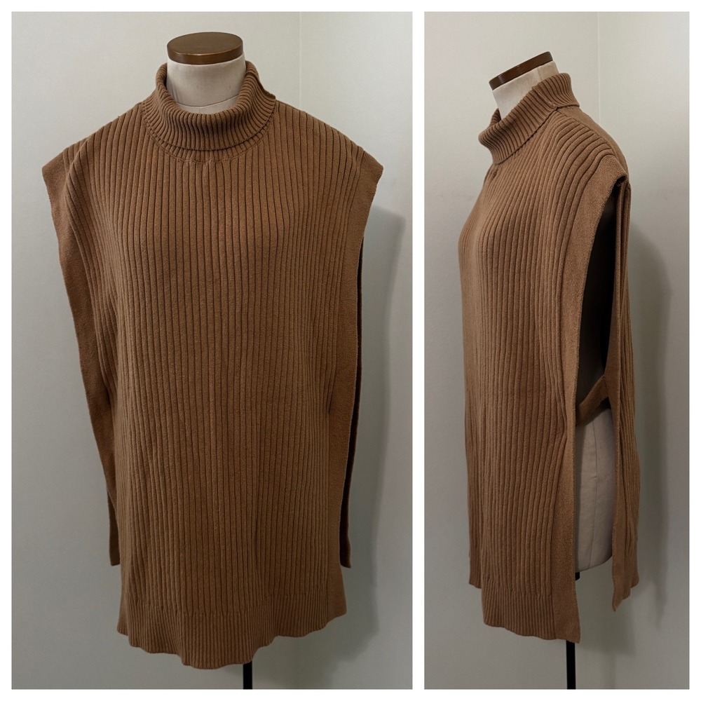 Banana Republic XS / Small Brown Sleeveless Turtleneck Sweater Vest Open Sides